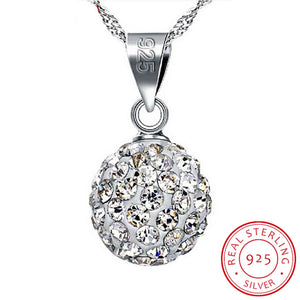 925 Sterling Silver Rhinestone Ball Chain Necklace