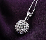 925 Sterling Silver Rhinestone Ball Chain Necklace