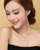 925 Silver Necklace Short Rhinestone Ball Chain