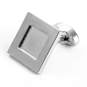 Square Lines Sliver Metal Cufflinks for Men's Shirt