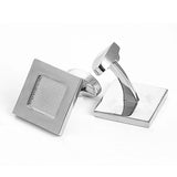 Square Lines Sliver Metal Cufflinks for Men's Shirt