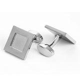 Square Lines Sliver Metal Cufflinks for Men's Shirt