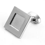 Square Lines Sliver Metal Cufflinks for Men's Shirt