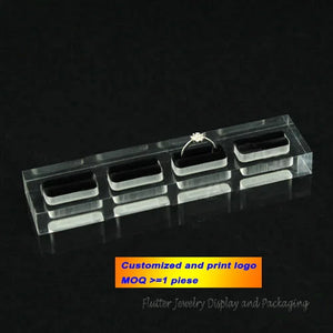 Clear Acrylic 4 Slots Ring Holders Display Tray Earring Stud Organizer