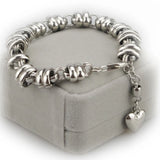 Heart Chain Link Bracelet High Stainless Steel Silver Jewelry HF044