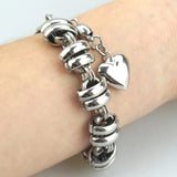 Heart Chain Link Bracelet High Stainless Steel Silver Jewelry HF044