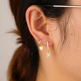 925 Silver CZ Drop Charm Earrings