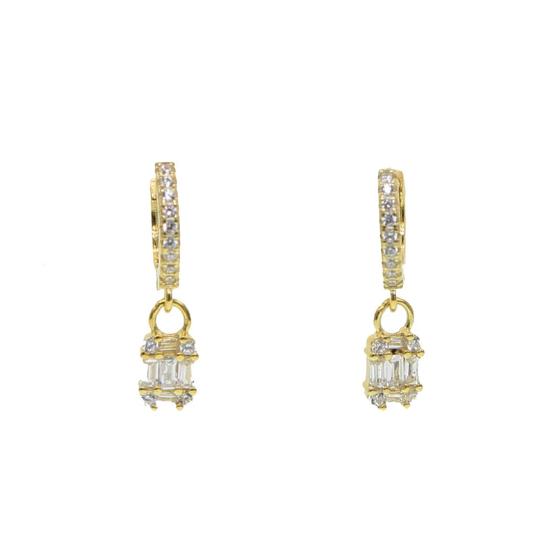 925 Silver CZ Drop Charm Earrings