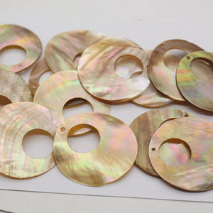 100% Natural Yellow Shell Flat Round Beads Charms Diy Making Findings