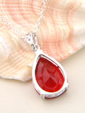 Marquise Teardrop Garnet Pendant Necklace