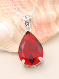 Marquise Teardrop Garnet Pendant Necklace