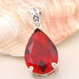 Marquise Teardrop Garnet Pendant Necklace