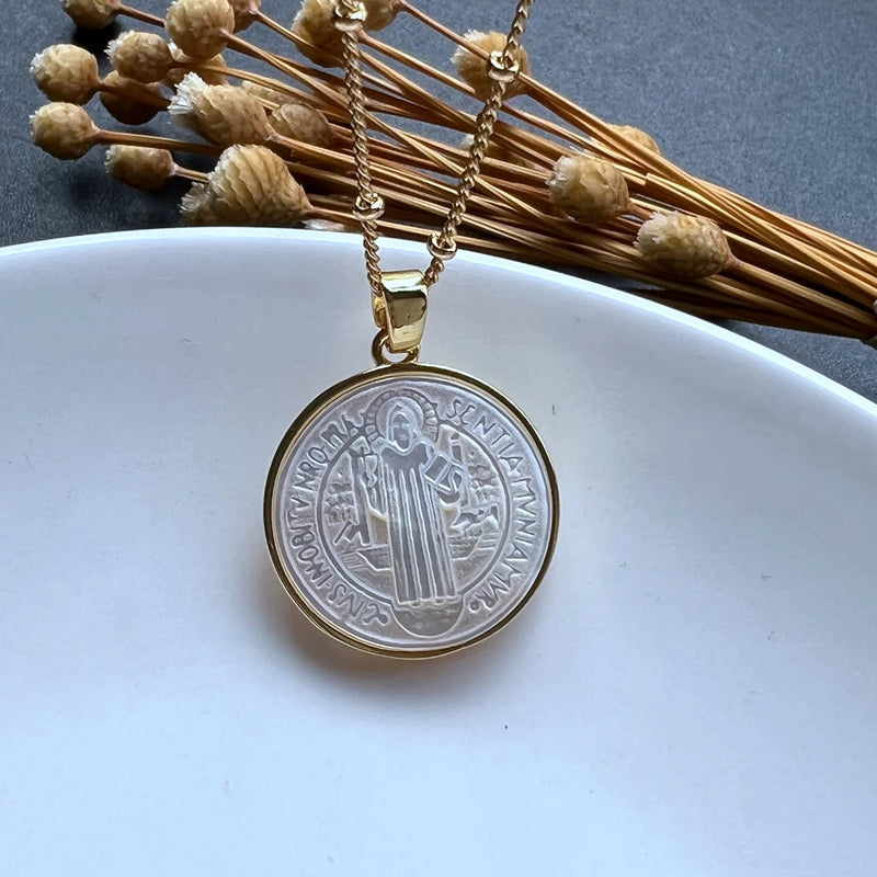 Natural Holy Spirit & Grace Mother Pearl Necklace for Women