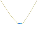 Opal Bar Charm Necklace 925 Sterling Silver Geometric Women Jewelry