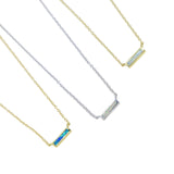 Opal Bar Charm Necklace 925 Sterling Silver Geometric Women Jewelry