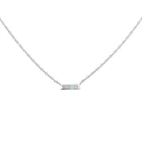 Opal Bar Charm Necklace 925 Sterling Silver Geometric Women Jewelry
