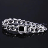 316L Stainless Steel Crystal Chain Men's Bracelet Bangle