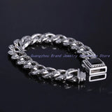 316L Stainless Steel Crystal Chain Men's Bracelet Bangle