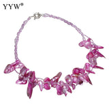 Purple Freshwater Pearl Necklace With Shell & Glass Beads 16.5 Inch