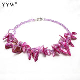 Purple Freshwater Pearl Necklace With Shell & Glass Beads 16.5 Inch