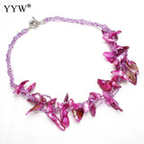 Purple Freshwater Pearl Necklace With Shell & Glass Beads 16.5 Inch