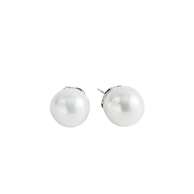 8MM Shell Pearl Stud Earrings, Hypoallergenic Women Jewelry