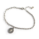 S925 Silver Bracelet w/ Portrait Tag Round Bead Chain