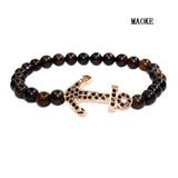 Zircon Anchor Bracelet with Natural Stone Beads for Women