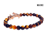 Zircon Anchor Bracelet with Natural Stone Beads for Women