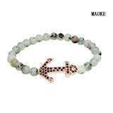 Zircon Anchor Bracelet with Natural Stone Beads for Women