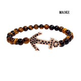 Zircon Anchor Bracelet with Natural Stone Beads for Women