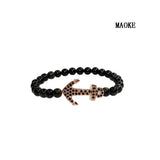 Zircon Anchor Bracelet with Natural Stone Beads for Women