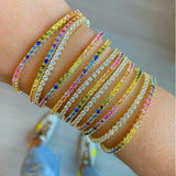 3MM Pastel CZ Tennis Chain Bracelet Summer Colorful Rainbow Cubic Zirconia