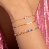 3MM Pastel CZ Tennis Chain Bracelet Summer Colorful Rainbow Cubic Zirconia