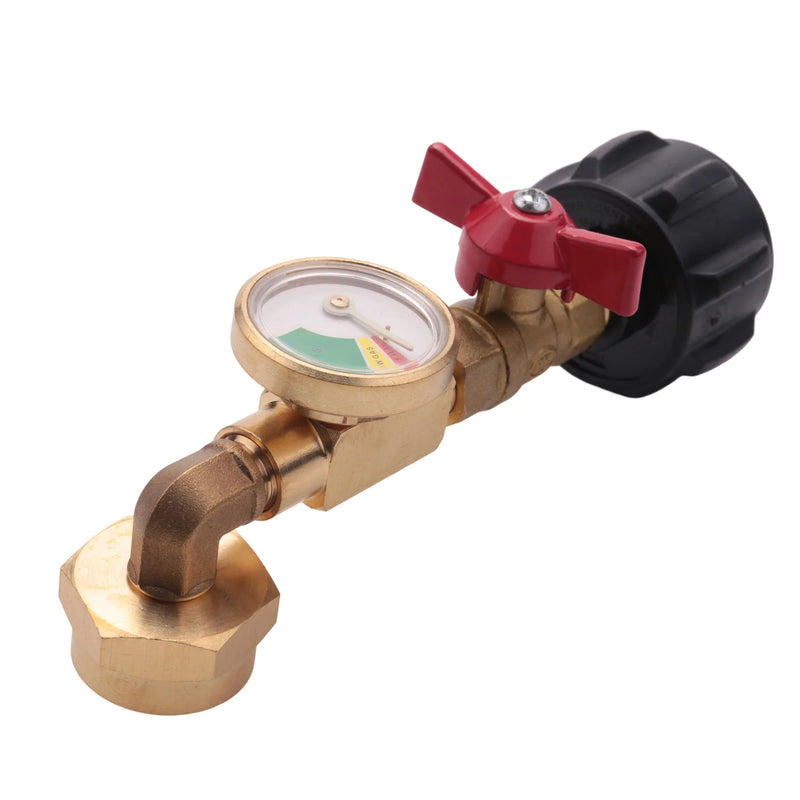 Propane Adapter 1Lb to 20Lb with Gauge and Valve