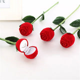 Red Rose Flower Ring Box Wedding Proposal Engagement Christmas Jewelry Case