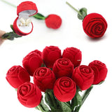 Red Rose Flower Ring Box Wedding Proposal Engagement Christmas Jewelry Case