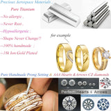 Golden Heart Alliance Wedding Engagement Rings Set 3pcs