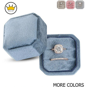 Velvet Double Ring Box with Detachable Lid