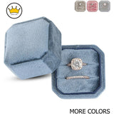Velvet Double Ring Box with Detachable Lid