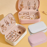 Leather Jewelry Storage Box Earrings Ring Necklace Case