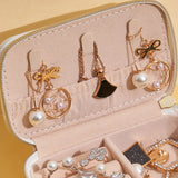 Leather Jewelry Storage Box Earrings Ring Necklace Case