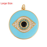Protective Coin Amulet Evil Eye Charm Pendant, CZ Paved