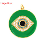 Protective Coin Amulet Evil Eye Charm Pendant, CZ Paved