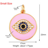 Protective Coin Amulet Evil Eye Charm Pendant, CZ Paved