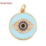 Protective Coin Amulet Evil Eye Charm Pendant, CZ Paved
