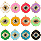 Protective Coin Amulet Evil Eye Charm Pendant, CZ Paved