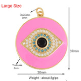 Protective Coin Amulet Evil Eye Charm Pendant, CZ Paved