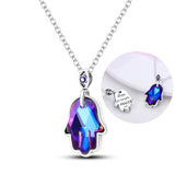 Fatima Hamsa Hand Evil Eye Pendant Necklace 925 Silver
