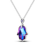 Fatima Hamsa Hand Evil Eye Pendant Necklace 925 Silver